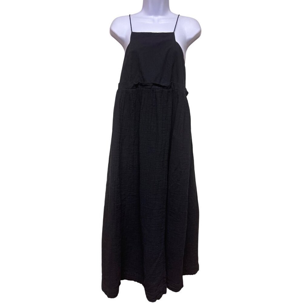 Free People Ojai Women's Boho Strappy Gauze Flowy Beach Black Maxi Dress Small